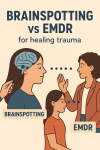 Image detailing the differences between Brainspotting and EMDR for trauma therapy