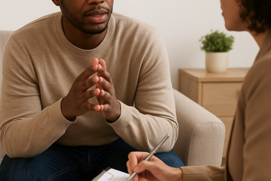 Man receiving IFS therapy for trauma from a trained therapist in Katy TX
