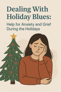 Picture of a person dealing with the holiday blues.